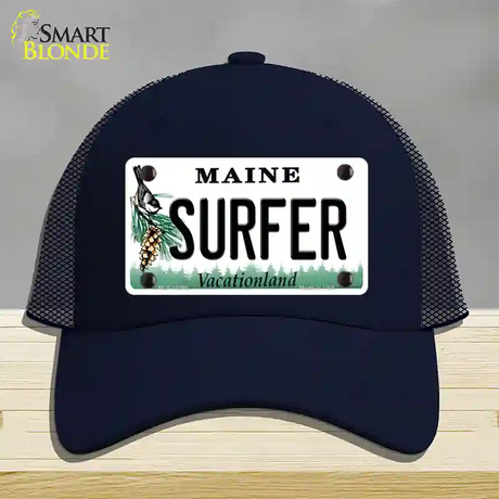 Surfer Maine Novelty License Plate Hat Mesh / Navy