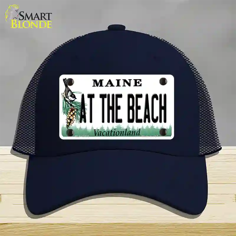 At The Beach Maine Novelty License Plate Hat Mesh / Navy