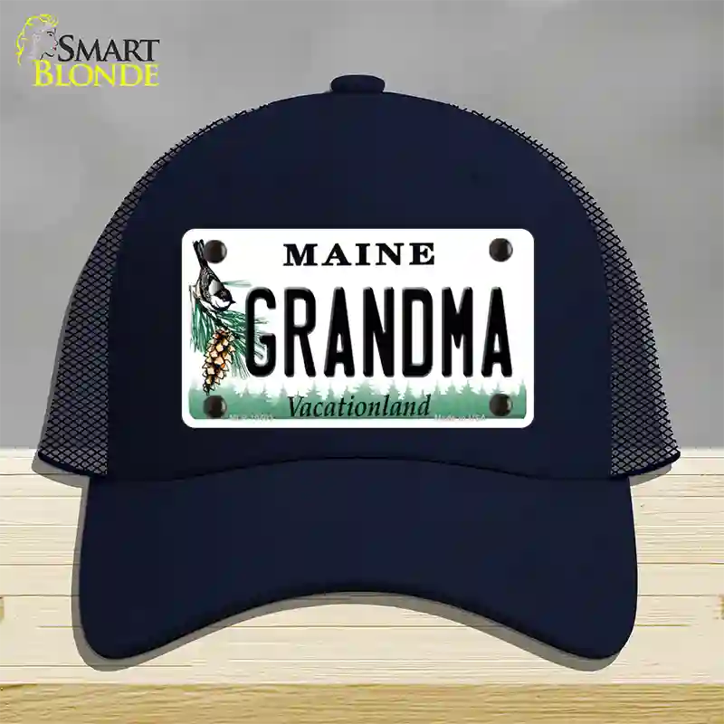 Grandma Maine Novelty License Plate Hat Mesh / Navy