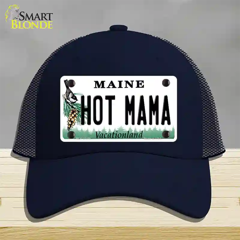 Hot Mama Maine Novelty License Plate Hat Mesh / Navy