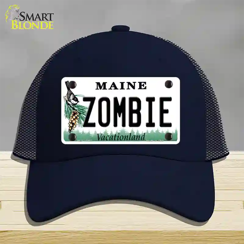 Zombie Maine Novelty License Plate Hat Mesh / Navy