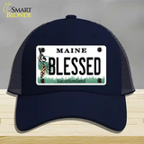 Blessed Maine Novelty License Plate Hat Mesh / Navy