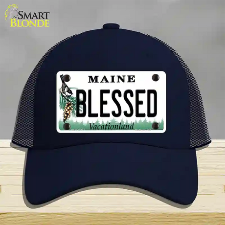 Blessed Maine Novelty License Plate Hat Mesh / Navy