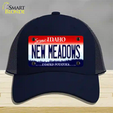 New Meadows Idaho Novelty License Plate Hat Mesh / Navy