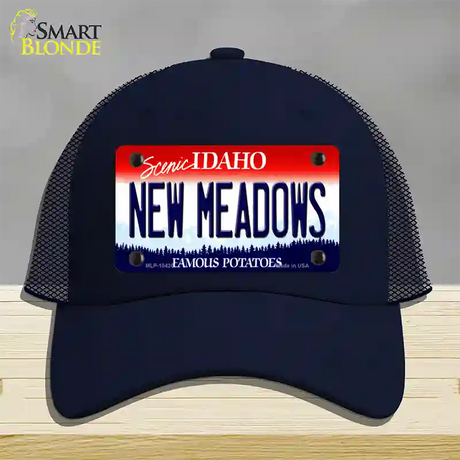 New Meadows Idaho Novelty License Plate Hat Mesh / Navy