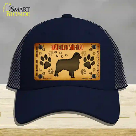 Australian Shepherd Novelty License Plate Hat Mesh / Navy