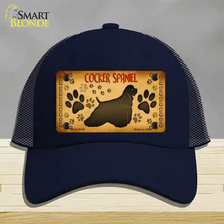 Cocker Spaniel Novelty License Plate Hat Mesh / Navy