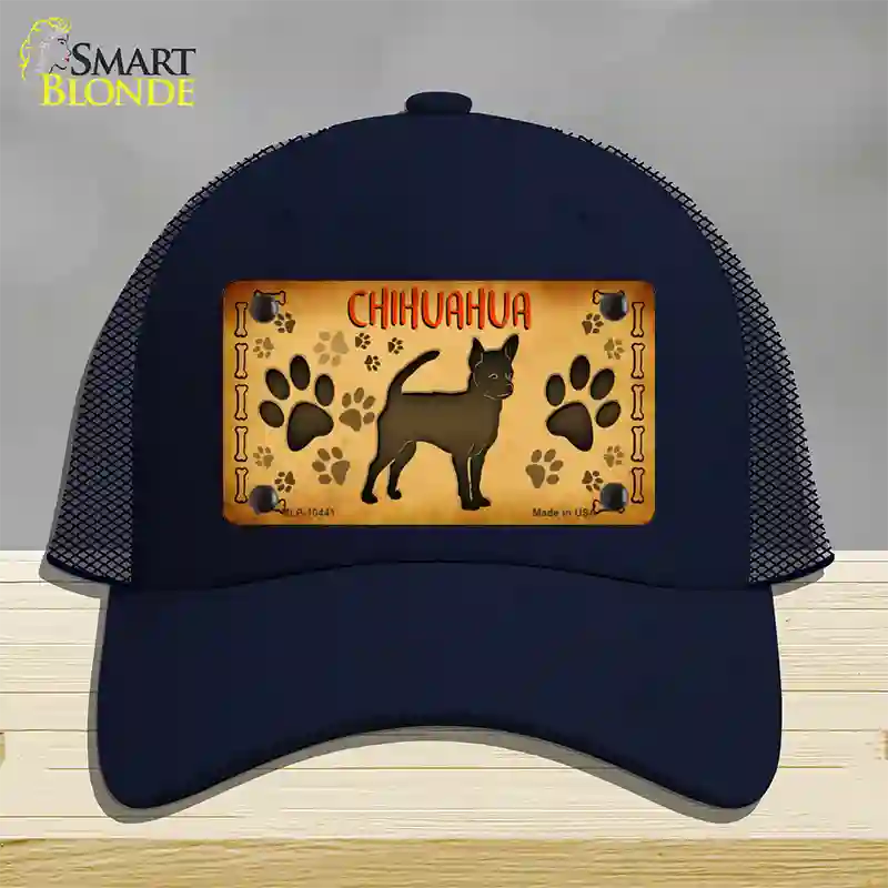 Chihuahua Novelty License Plate Hat Mesh / Navy