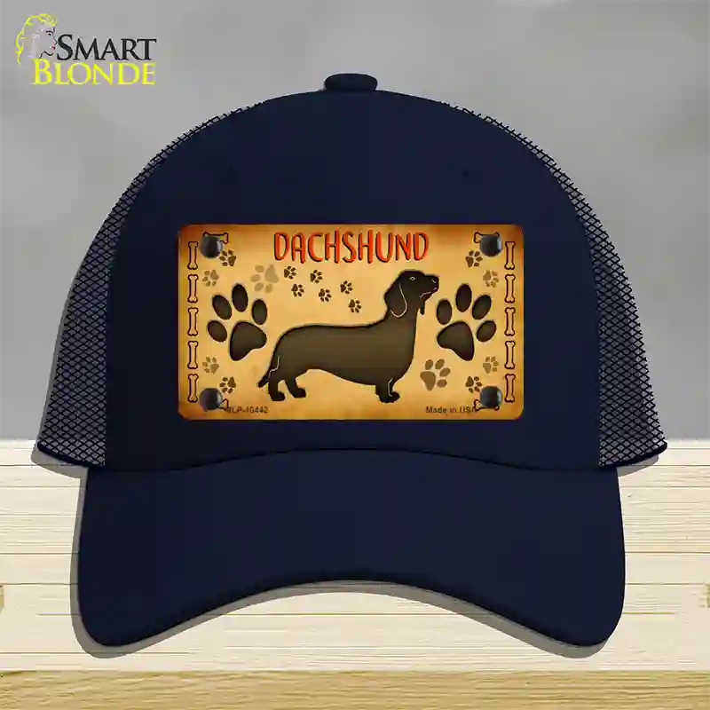 Dachshund Novelty License Plate Hat Mesh / Navy