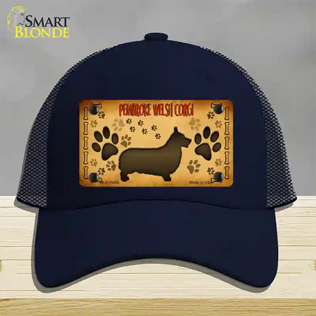 Pembroke Welsh Corgi Novelty License Plate Hat Mesh / Navy