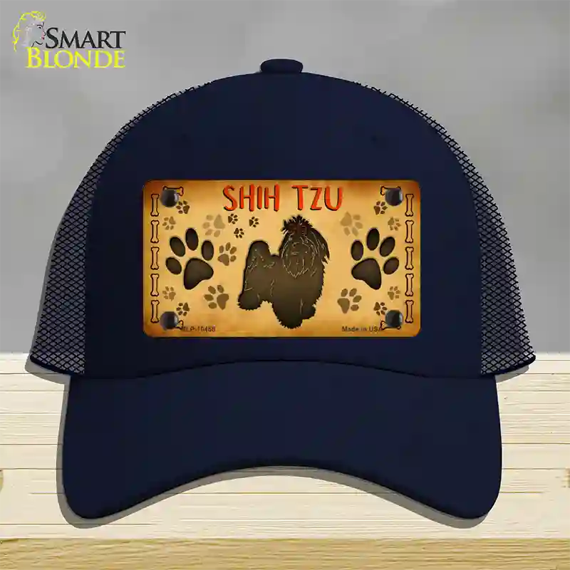 Shih Tzu Novelty License Plate Hat Mesh / Navy