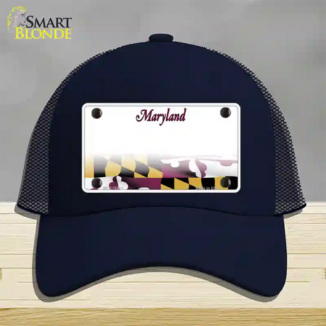 Maryland State Blank Novelty License Plate Hat Mesh / Navy