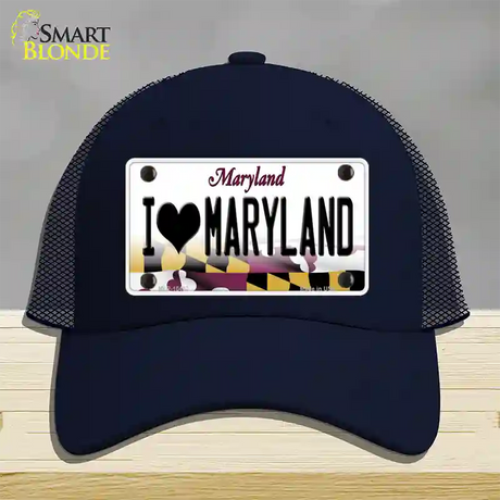 I Love Maryland Novelty License Plate Hat Mesh / Navy