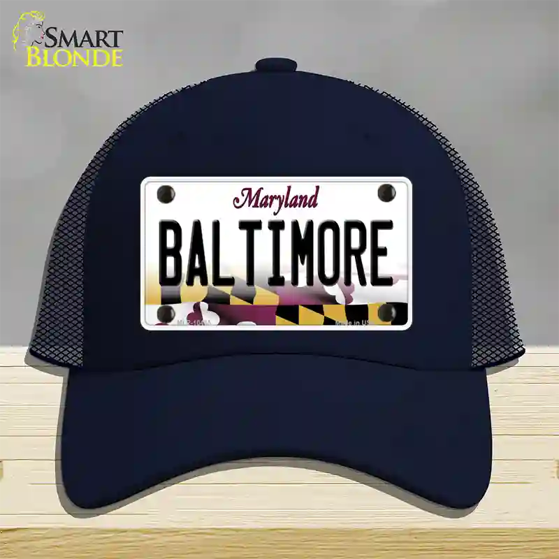 Baltimore Maryland Novelty License Plate Hat Mesh / Navy