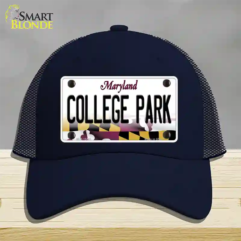 College Park Maryland Novelty License Plate Hat Mesh / Navy