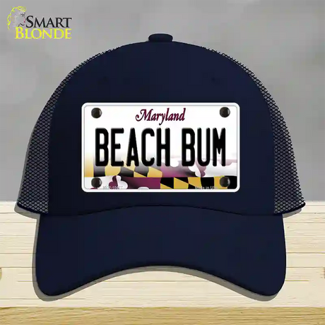 Beach Bum Maryland Novelty License Plate Hat Mesh / Navy