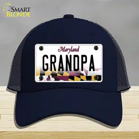 Grandpa Maryland Novelty License Plate Hat Mesh / Navy