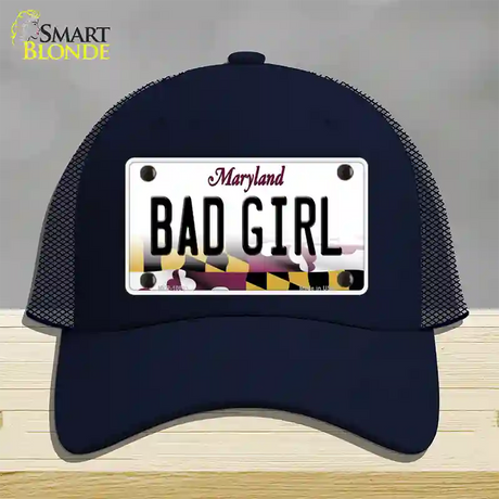 Bad Girl Maryland Novelty License Plate Hat Mesh / Navy