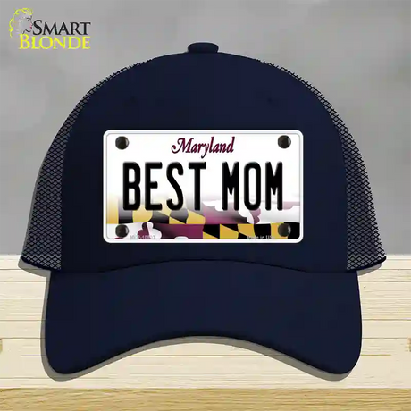 Best Mom Maryland Novelty License Plate Hat Mesh / Navy