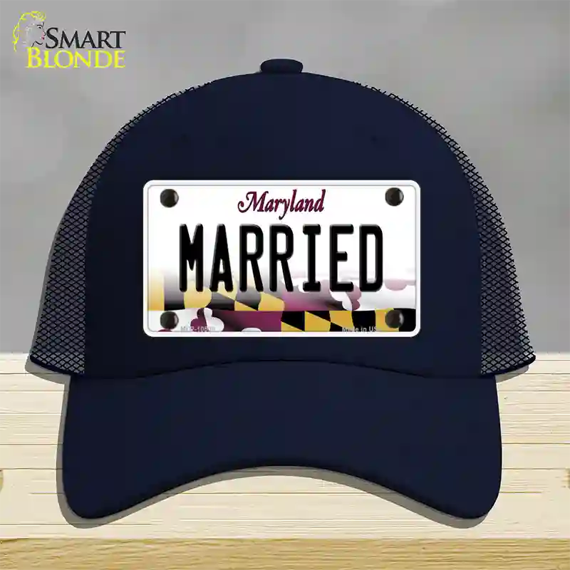 Married Maryland Novelty License Plate Hat Mesh / Navy