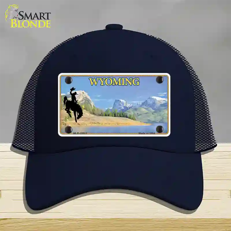 Wyoming Blank Novelty License Plate Hat Mesh / Navy