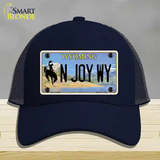 N Joy WY Wyoming Novelty License Plate Hat Mesh / Navy