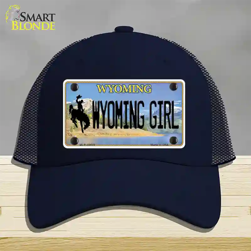 Wyoming Girl Novelty License Plate Hat Mesh / Navy