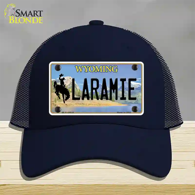 Laramie Wyoming Novelty License Plate Hat Mesh / Navy