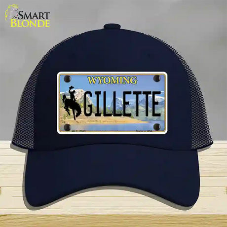 Gillette Wyoming Novelty License Plate Hat Mesh / Navy