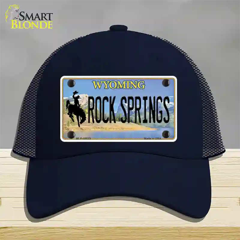 Rock Springs Wyoming Novelty License Plate Hat Mesh / Navy