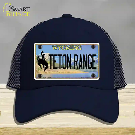 Teton Range Wyoming Novelty License Plate Hat Mesh / Navy