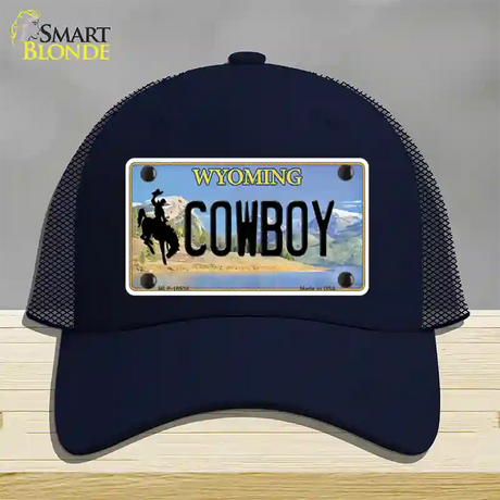 Cowboy Wyoming Novelty License Plate Hat Mesh / Navy