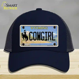 Cowgirl Wyoming Novelty License Plate Hat Mesh / Navy