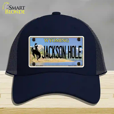 Jackson Hole Wyoming Novelty License Plate Hat Mesh / Navy