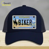 Biker Wyoming Novelty License Plate Hat Mesh / Navy