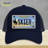 Skier Wyoming Novelty License Plate Hat Mesh / Navy