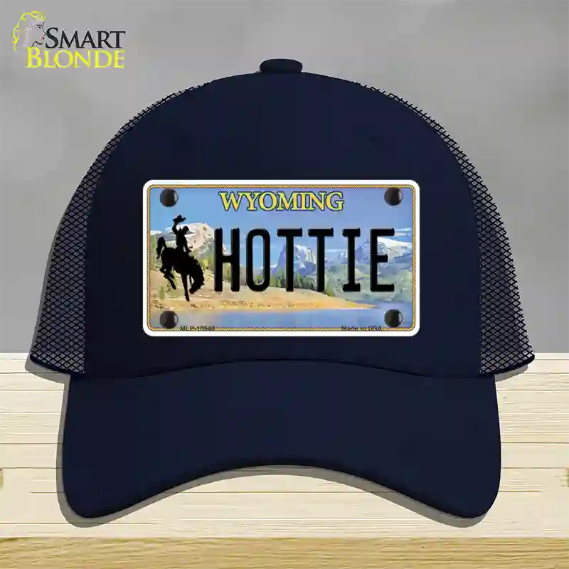 Hottie Wyoming Novelty License Plate Hat Mesh / Navy