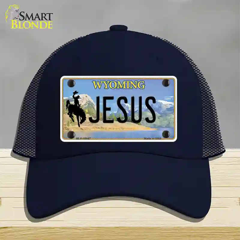 Jesus Wyoming Novelty License Plate Hat Mesh / Navy