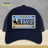 Blessed Wyoming Novelty License Plate Hat Mesh / Navy