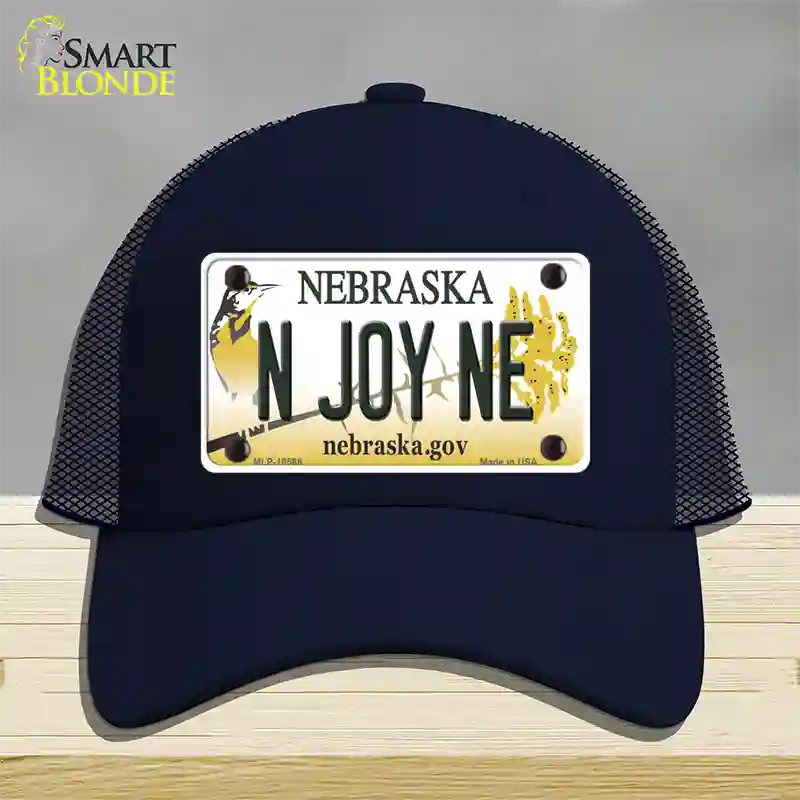 N Joy NE Nebraska Novelty License Plate Hat Mesh / Navy