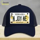 N Joy NE Nebraska Novelty License Plate Hat Mesh / Navy