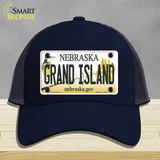 Grand Island Nebraska Novelty License Plate Hat Mesh / Navy