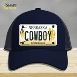 Cowboy Nebraska Novelty License Plate Hat Mesh / Navy