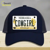 Cowgirl Nebraska Novelty License Plate Hat Mesh / Navy