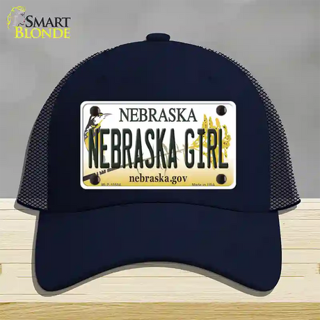 Nebraska Girl Novelty License Plate Hat Mesh / Navy