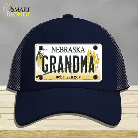 Grandma Nebraska Novelty License Plate Hat Mesh / Navy