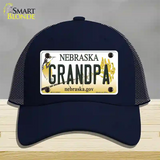 Grandpa Nebraska Novelty License Plate Hat Mesh / Navy