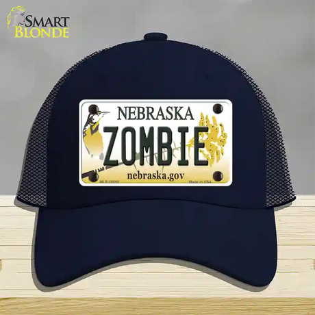 Zombie Nebraska Novelty License Plate Hat Mesh / Navy