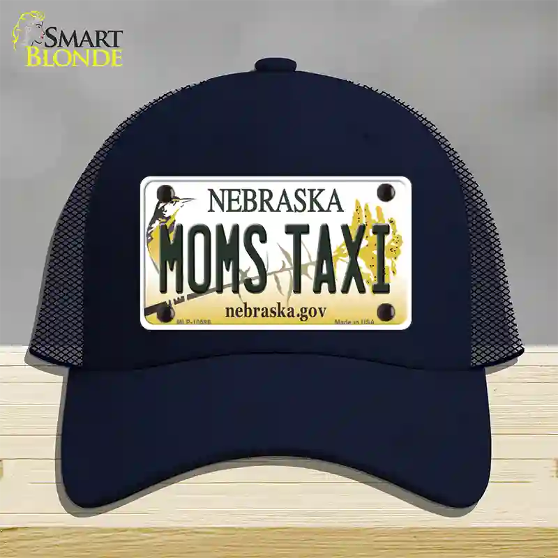 Moms Taxi Nebraska Novelty License Plate Hat Mesh / Navy