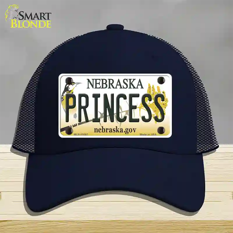 Princess Nebraska Novelty License Plate Hat Mesh / Navy